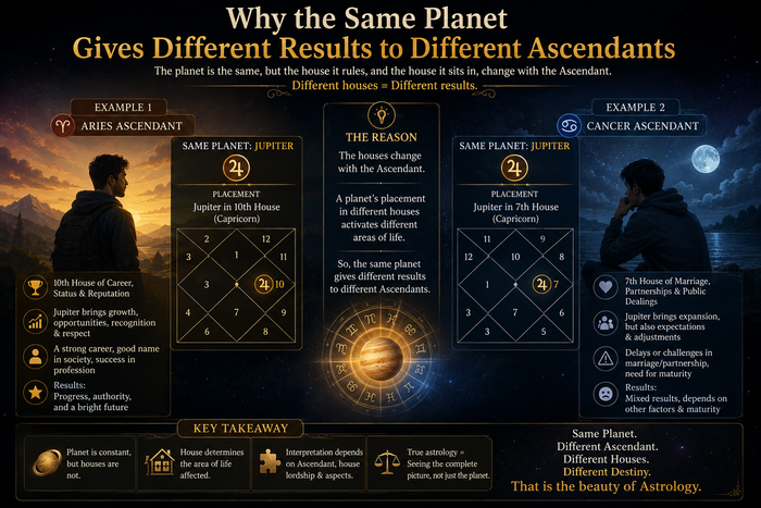 Why the Same Planet Gives Different Results to Different Ascendants?