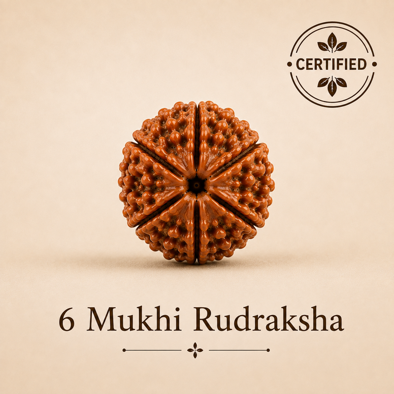 6 Mukhi Rudraksha – Natural Nepal Origin Shanmukhi Rudraksha for Confidence & Focus